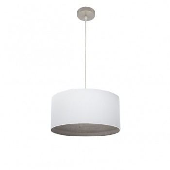 Distribuidor - Lâmpadas Diversas | Colgantes Moderno | COLGANTE TATIANA 1XE27 NIQUEL/BLANCO-MAD.GRIS REGX40X40 CM Ref: 189194083